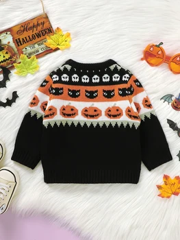 Сладък детски унисекс пуловер с очарователен животински принт дълъг ръкав плетен пуловер за есенна зима - уютно и стилно бебе