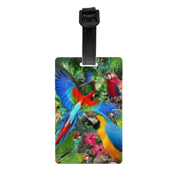 Сладък тропически папагали птици багаж етикет за пътуване куфар Cockatiel папагал папагал поверителност име лична карта