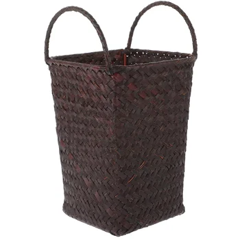 сламена кошница Кошница за съхранение на цветя Контейнер за съхранение на дома с дръжка Ръчно тъкана кошница