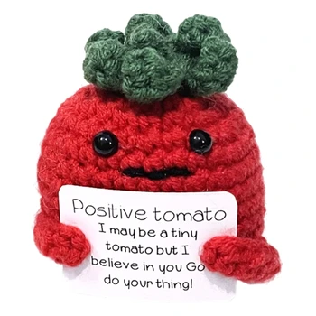 Смешни Положителни плетени кукли от доматена вълна Домат с положителни енергийни карти Дропшипинг