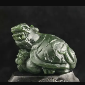 Стар Китай Естествен хетиан нефрит ръчно издълбани статуя дракон костенурка висулка m1