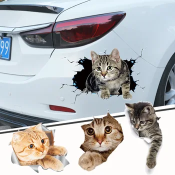 Стикери за кола Creative 3D Cat Funny Car Body Scratch Masking стикери Животински стайлинг стикери Декорация Аксесоари за кола
