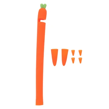 Съвместим за 1, морков форма стилус ръкав капак, екран писалка силиконов захват притежателя (оранжево)