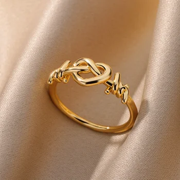 Сърце кухи пръстени за жени реколта двойка неръждаема стомана злато цвят пръстен 2024Trending луксозни сватбени бижута Anillos Mujer