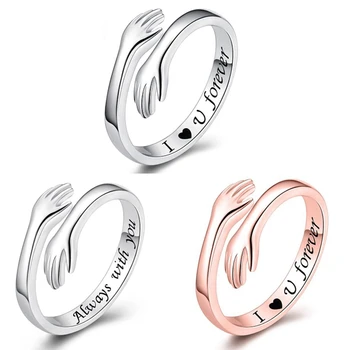 Творчески пръстени за прегръдка Настройте отворения пръстен Mon и дъщеря ръка пръстен бижута за рожден ден подаръци празник подарък за жени двойка пръстени