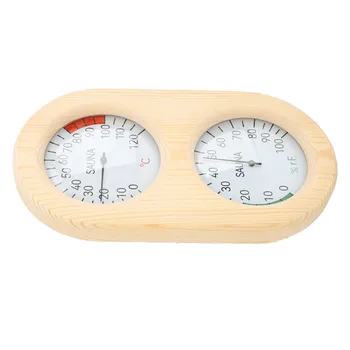 Термометър за сауна Хигрометър дървен 2 в 1 0-120°C 0-100% стенен сауна хигротермограф за парна баня