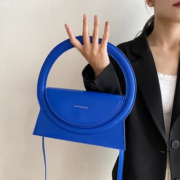 Топ марка чанти за жени високо качество рамо чанта луксозен дизайн съединител чанта дама портмонета crossbody чанта голям кръг дръжка чанта