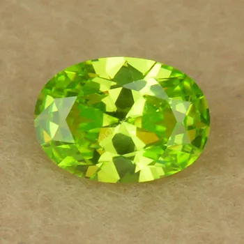 Търговия на едро Циркон 5А 2 * 3 ~ 13 * 18 мм ябълка зелен цвят овална форма нарязани синтетични кубични цирконий камък хлабав CZ скъпоценен камък за бижута