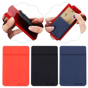 Универсален калъф за портфейл за телефон Самозалепващ се силиконов джоб за мобилен телефон стик върху стикер карта ръкав ID кредитна карта притежател аксесоар