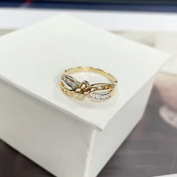 Уникален инфинити дизайн сватбен пръстен за жени Anillos Bague Anel Aneis пръст мъже бижута злато цвят месинг кокалчета