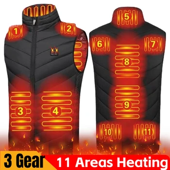 Унисекс отопляема жилетка Електрическо отопление Gilet 11 зони отопление яке ветроупорен графен топлинно палто мъже жени спортно облекло отопляемо палто