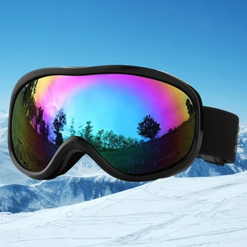 Унисекс сноуборд очила Двойни слоеве Очила за сняг Анти-мъгла Ветроупорна UV защита за мъже Жени Снегомобил кънки