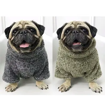 Френски булдог руно пуловер мода зима топло палто яке домашни любимци куче дрехи малки средни кучета Corgi чихуахуа мопс качулка KLC12