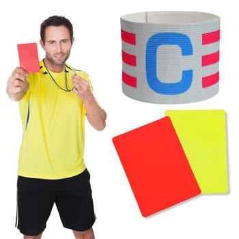 Футболен капитан лента с червен картон жълт картон регулируема футболна тренировъчна лента за отборно състезание