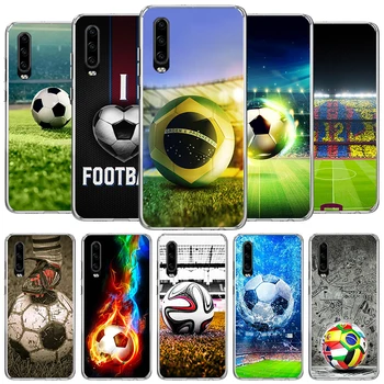 Футболна футболна топка дизайн случай за Huawei P30 P40 P20 P10 Lite телефон капак Mate 20 10 Pro Y5 Y6 Y7 Y9 P Smart Z 2019 Ясно тя
