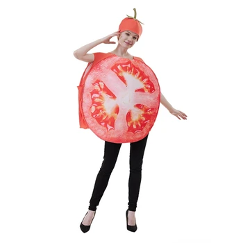 Хелоуин игра костюм възрастен зеленчук домат изпълнение костюм домат косплей костюм костюм карнавал парти рейв гащеризон