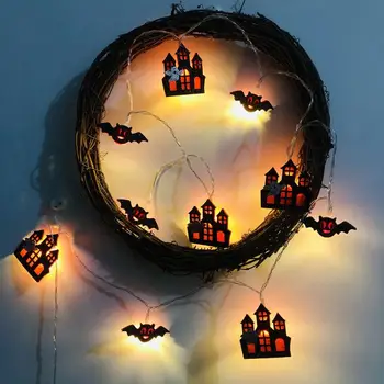 Хелоуин Струнни светлини Открит класически призрачен прилеп замък призрак LED низ светлини Хелоуин декорации Батерия работи светлина