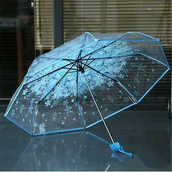Цветен прозрачен чадър многоцветен прозрачен чадър черешов цвят Apollo Sakura творчески чадър с дълга дръжка Parapluie