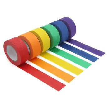 Цветна маскираща лента, цветна лента за художници за изкуства и занаяти, етикетиране или кодиране - 6 различни цветни ролки - маскираща лента 1 In