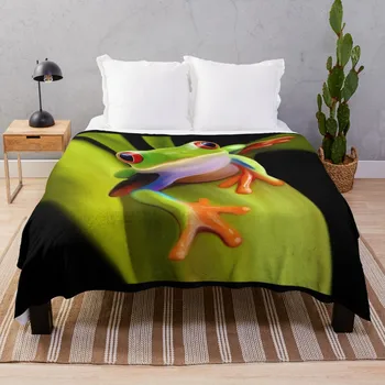 Червеноока жаба, червеноока дървесна жаба хвърля одеяло Реколта одеяла за пътуване