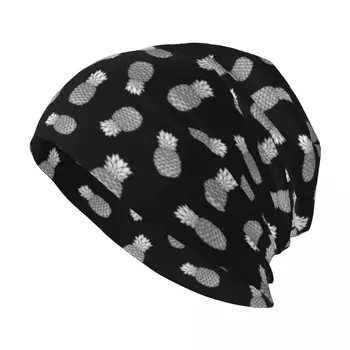 Черно и бяло ананас модел плета шапка Bobble шапка военни тактически капачка дива топка шапка шапки за мъже жени