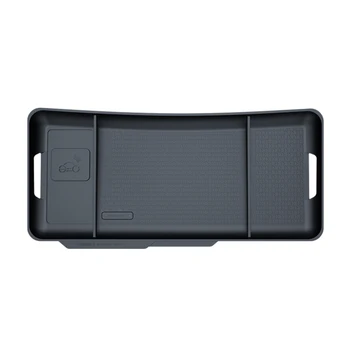 Черно табло за съхранение Кутия за съхранение TPU тъканни очила ключ за съхранение Неплъзгащ се навигационен екран Задна кутия за съхранение за Tesla Model 3 / Y