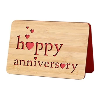 Честита годишнина картичка за съпруг, ръчно изработени с бамбукови картички, картичка за Свети Валентин за приятелка, поздравителна картичка