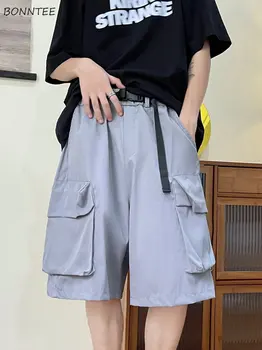 Шорти Мъже Японски ретро джобове Бойни товари High Street Summer Thin BF Casual Loose Knee-length Handsome Tactical Streetwear