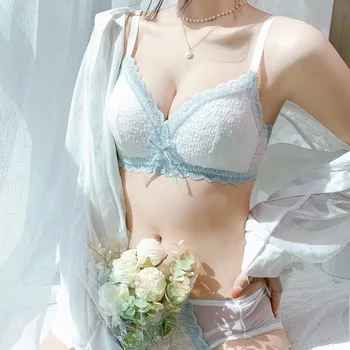 Япония Южна Корея Свеж вятър секси дантела дълбоко V събира малки гърдите бельо сутиен комплект едно парче безшевни млади момичета бельо