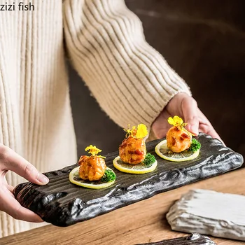 японски керамични дълги ленти плоча творчески суши плоча десерт ястие снек плоча ресторант молекулярна кухня специалност прибори за хранене