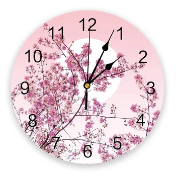 японски черешов цвят розово цвете творчески стенен часовник за декорация на домашен офис хол спалня детска стая висящ часовник